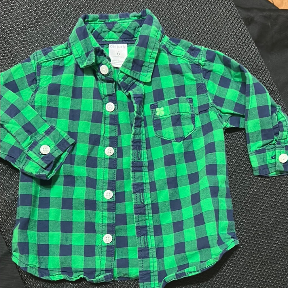 Green and Blue Plaid Kids Shirt